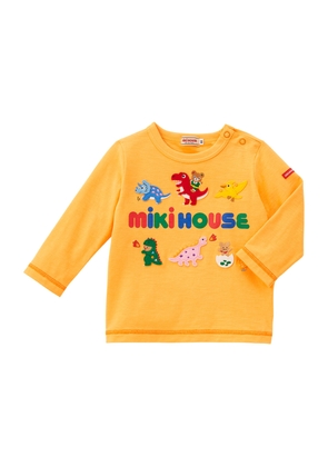 Miki House Dinosaur-Appliqué T-Shirt