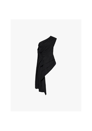 Womens Bottega Veneta One-Shoulder Asymmetrical Ruched Stretch-Woven Top