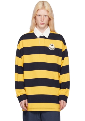 Moncler Genius Moncler x Palm Angels Yellow & Navy Striped Long Sleeve Polo