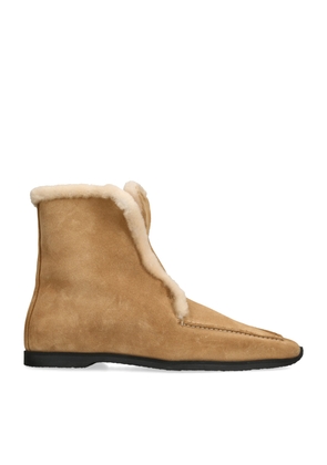 Totême Suede-Shearling Ankle Boots