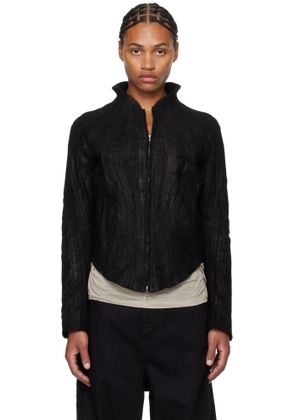 Julius Black Warped Leather Jacket