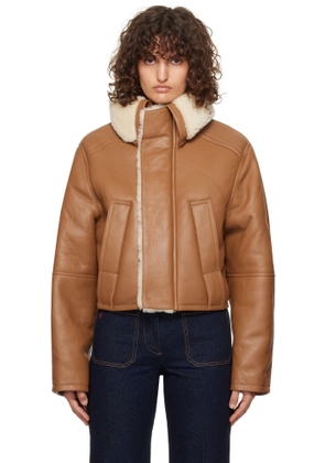 Victoria Beckham Tan Lambskin Shearling Peacoat
