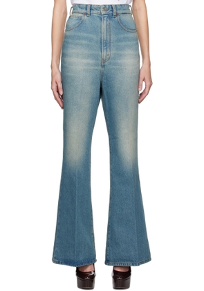 Victoria Beckham Blue Wide Leg Kick Jeans