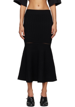 Victoria Beckham Black Flared Midi Skirt
