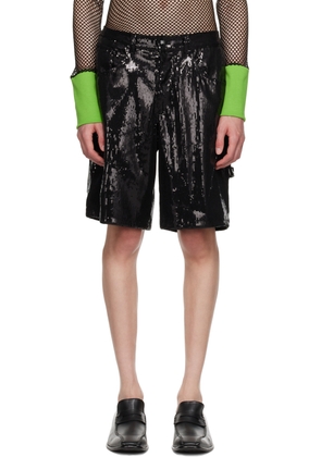 Theophilio SSENSE Exclusive Black Sequin Shorts