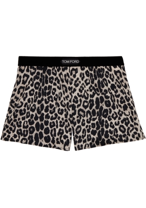 TOM FORD Black & Beige Snow Leopard Silk Boxers