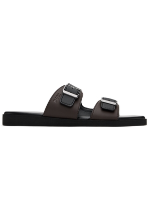 BOSS Black & Brown Pin-Buckle Sandals