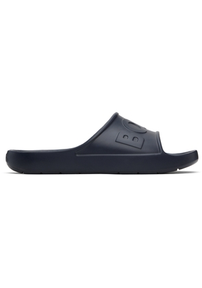 BOSS Navy Embossed Logo Pool Slides