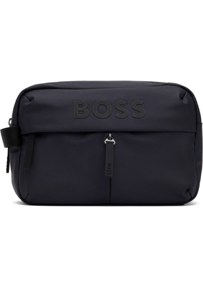 BOSS Navy Coated Canvas Pouch