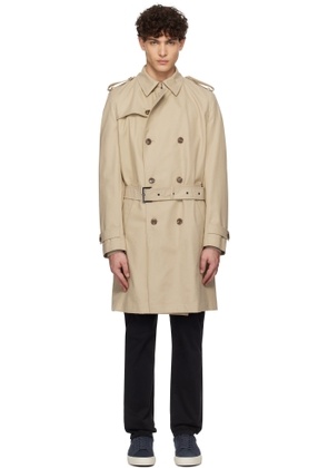 BOSS Beige Double-Breasted Trench Coat