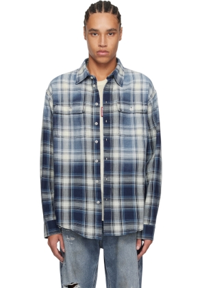 Dsquared2 Blue Washed Check Dropped Shoulder Shirt