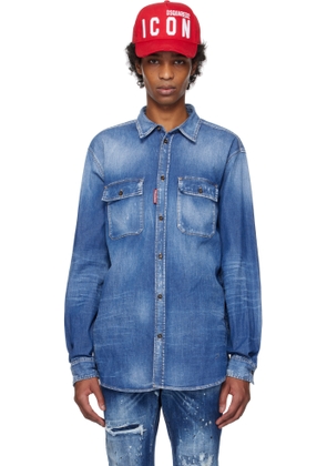 Dsquared2 Blue Dan Worker Pocket Denim Shirt