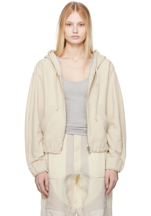 Moncler Genius Moncler x Willow Smith Beige Zip-Up Eyelet Cotton Hoodie
