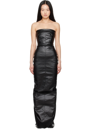 Rick Owens Black Hollywood Bustier Denim Gown
