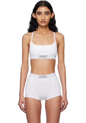 Versace Underwear White 90s Vintage Logo Ribbed Bra
