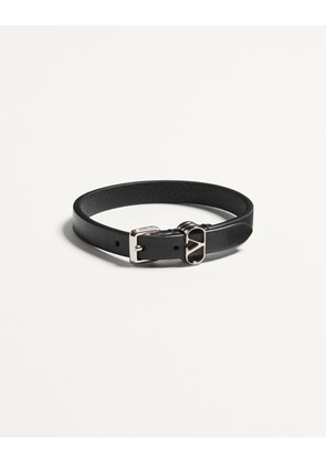 Valentino Garavani GARAVANI OVALETTE CALFSKIN BRACELET Man BLACK UNI
