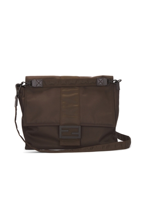 fendi Fendi Econyl Nylon Cuoio Romano Baguette Shoulder Bag in Ebano - Dark Green. Size all.