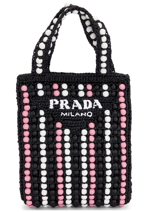 prada Prada Wood Beaded Raffia Tote Bag in Black - Black. Size all.