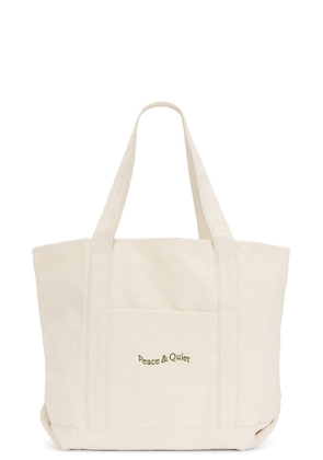 Museum of Peace and Quiet Wordmark Boat Tote in Bone - Cream. Size all.