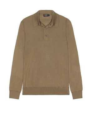 Zegna Cashseta Polo in Khaki - Brown. Size 48 (also in 50, 52).
