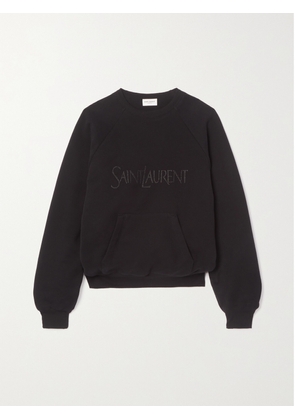 SAINT LAURENT - Embroidered Cotton-jersey Sweatshirt - Black - XXXS,XXS,XS,S,M,L,XL,XXL,XXXL
