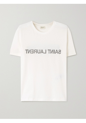 SAINT LAURENT - Printed Cotton-jersey T-shirt - White - XXXS,XXS,XS,S,M,L,XL,XXL,XXXL