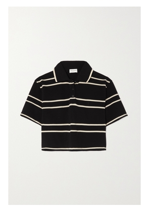 SAINT LAURENT - Striped Cropped Cotton-piqué Polo Shirt - Black - XXXS,XXS,XS,S,M,L,XL,XXL,XXXL