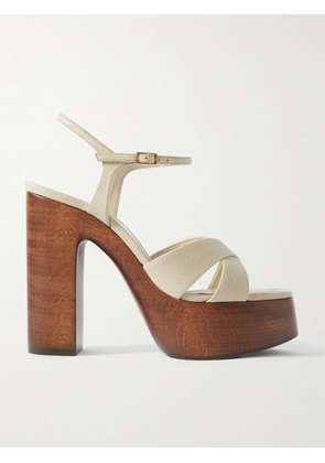 SAINT LAURENT - Bianca Canvas Platform Sandals - Neutrals - EU 34,EU 34.5,EU 35,EU 35.5,EU 36,EU 36.5,EU 37,EU 37.5,EU 38,EU 38.5,EU 39,EU 39.5,EU 40,EU 40.5,EU 41,EU 41.5,EU 42