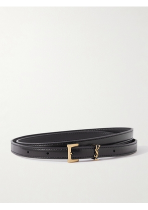 SAINT LAURENT - Cassandre Leather Belt - Black - 60,65,70,75,80,85,90,95,100,105,110,115,120