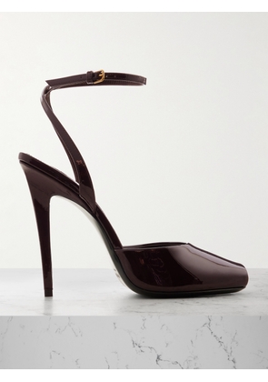 SAINT LAURENT - La Scandale Patent-leather Mules - Brown - EU 34,EU 34.5,EU 35,EU 35.5,EU 36,EU 36.5,EU 37,EU 37.5,EU 38,EU 38.5,EU 39,EU 39.5,EU 40,EU 40.5,EU 41,EU 41.5,EU 42