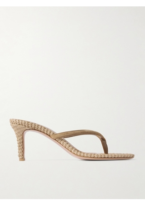 Gianvito Rossi - Calypso 80 Suede-trimmed Raffia Sandals - Brown - IT35,IT35.5,IT36,IT36.5,IT37,IT37.5,IT38,IT38.5,IT39,IT39.5,IT40,IT40.5,IT41,IT41.5,IT42
