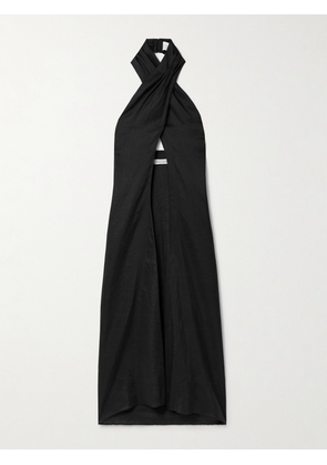 Andres Otalora - Joyah Linen Halterneck Tunic - Black - XS/S,M/L,XL