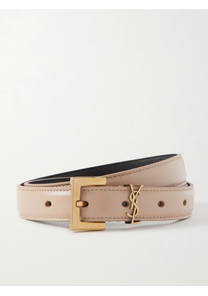 SAINT LAURENT - Cassandre Leather Belt - Neutrals - 60,65,70,75,80,85,90,95,100,105,110,115,120