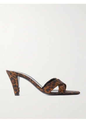 SAINT LAURENT - Jill Leopard-print Faille Mules - Brown - EU 34,EU 34.5,EU 35,EU 35.5,EU 36,EU 36.5,EU 37,EU 37.5,EU 38,EU 38.5,EU 39,EU 39.5,EU 40,EU 40.5,EU 41,EU 41.5,EU 42