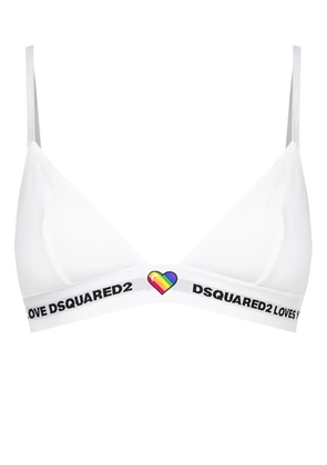 DSQUARED2 heart-appliqué logo-underband bra - White