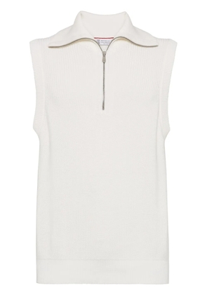 Brunello Cucinelli zip-up vest - White