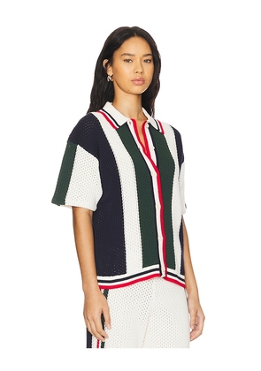 THE UPSIDE Reverie Chino Shirt in White,Dark Green. Size M. Also in L, S.