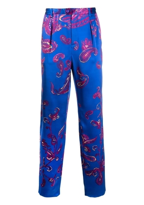 Saint Laurent paisley-print tailored trousers - Blue