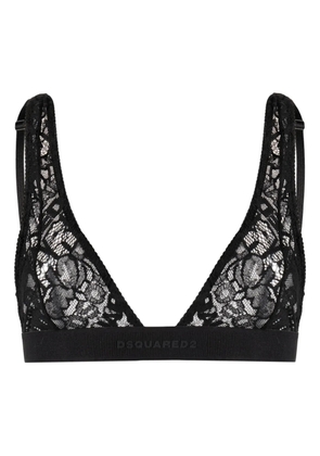 DSQUARED2 logo-embroidered lace bra - Black