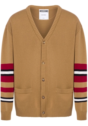 Moschino stripe-trimmed virgin-wool cardigan - Brown