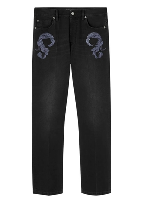 Versace Barocco-embroidered mid-rise straight-leg jeans - Black