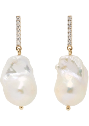 Mateo White Diamond Bar Baroque Pearl Earrings