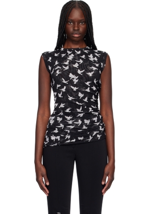 Stella McCartney Black Mesh Flying Bird Haze Top