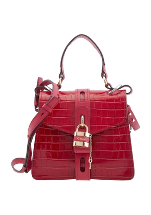 Chloe Calfskin Crocodile Embossed Small Aby Day Shoulder Bag