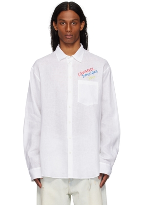 Dsquared2 White 'Summer Lovers' Oversized Linen Shirt
