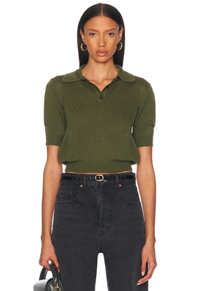 Saint Laurent Short Sleeve Polo Top in Kaki - Green. Size L (also in XL).