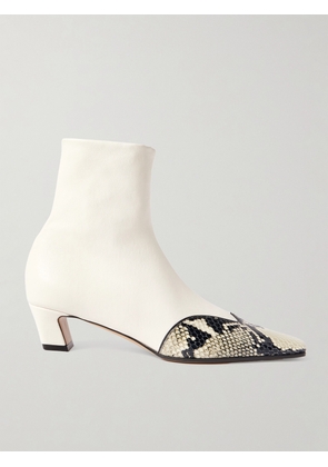 KHAITE - Nevada Snake-effect Leather Ankle Boots - White - IT36,IT36.5,IT37,IT37.5,IT38,IT38.5,IT39,IT39.5,IT40,IT41