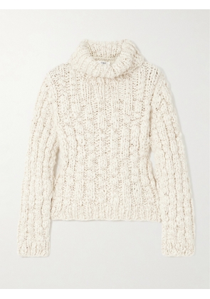 Chloé - Ribbed Merino Wool And Silk-blend Turtleneck Sweater - White - x small,small,medium,large,x large