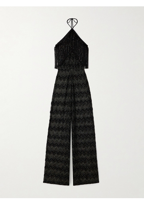 Missoni - Mare Fringed Metallic Crochet-knit Halterneck Jumpsuit - Black - IT36,IT38,IT40,IT42,IT44,IT46,IT48