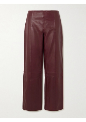 ST. AGNI - Leather Straight-leg Pants - Burgundy - xx small,x small,small,medium,large,x large